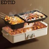 EDTID Multifunctional Electric Hot Pot Cooker Boilling Frying 2 IN 1 Pot BBQ Grill  Non Stick Frying Pan Barbecue Plate Roaster 6