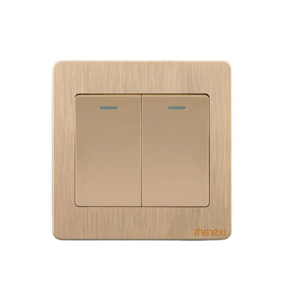 Description Picture 6 of item1Way Button Wall Switches New Home Accessories with LED Lamp Wall Light Switch Panel Gold Durable On / Off Push Buttons