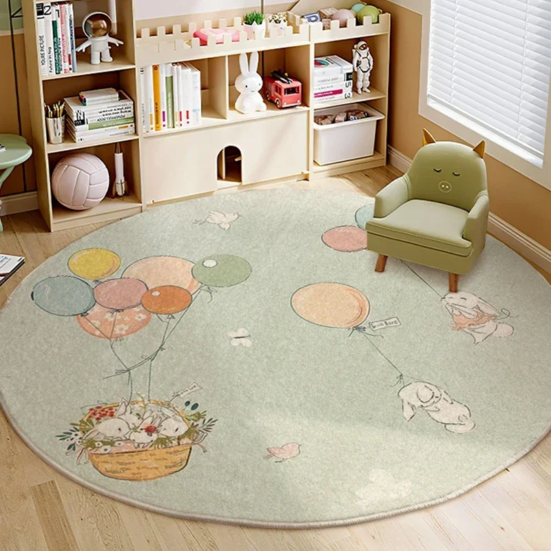 Cartoon Style Bedroom Decor lion pattern Carpet Cute Round Carpets for Living Room Thick Plush bedside Rug Fluffy Soft Floor Mat 4