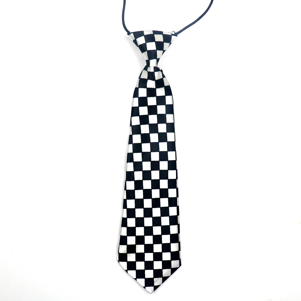 Polyester Slim Necktie bow tie woven necktie necktie set clip on tie Black White Checkered Ties For Men Women School Boys Girls Lazy Tie Wedding Formal Uniform Shirt Cravat