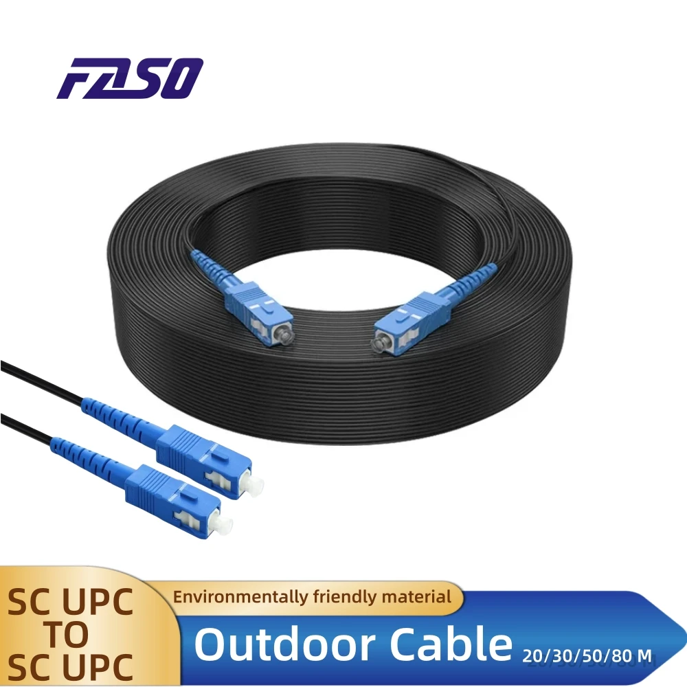 SC UPC to SC UPC Fiber Optic Outdoor Drop Cable Single Mode Simple G657A1 Sx Core Single Mode Fiber Optic Jumper