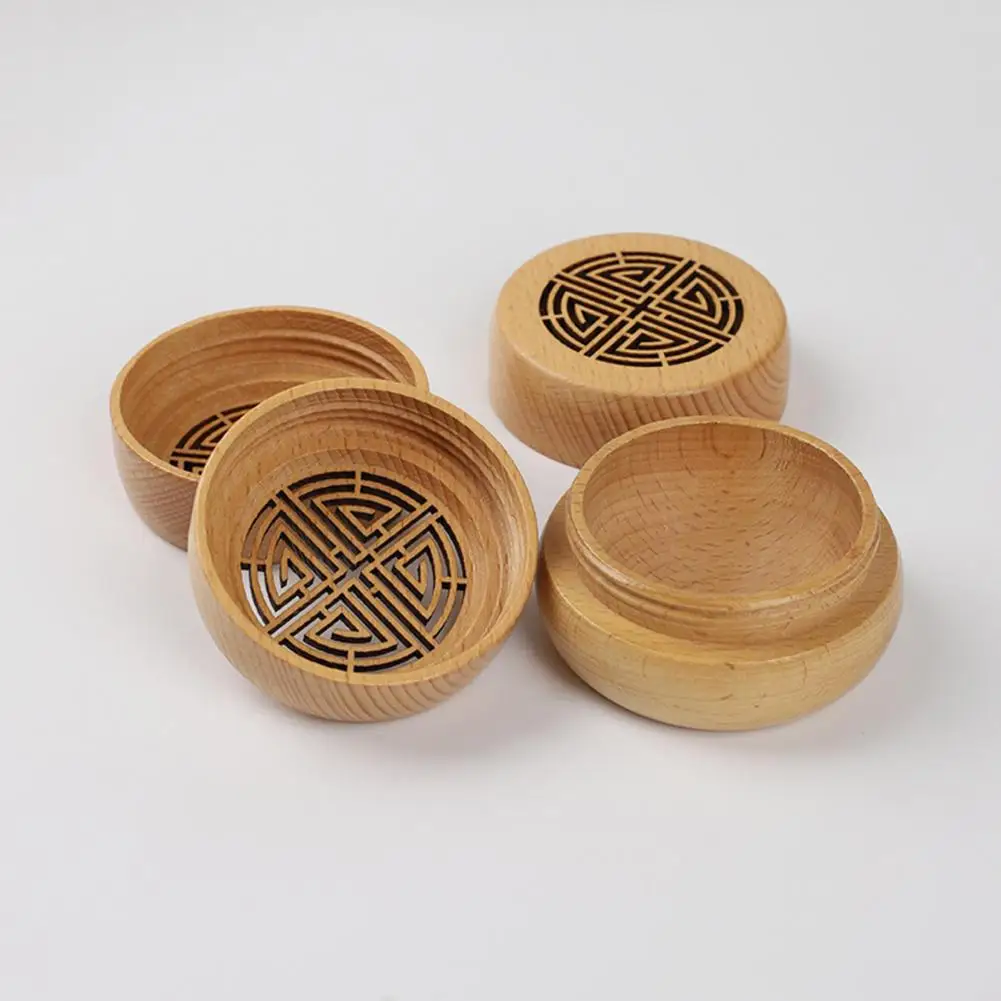 7*4.2cm Wooden Aromatherapy Diffuser Box Car Air Freshener Essential Oil Round Aroma Fragrance Box Walnut Lotus Wood Home Decor