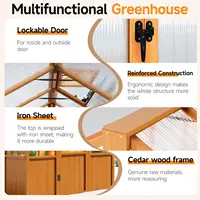 6x10 FT Wooden Greenhouse,Natural Wood Garden House for Plants,Heavy Duty Green House with Polycarbonate Panel,, Customized 5