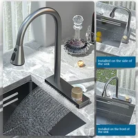 Stainless Steel Kitchen Sink With Faucet Large Single Slot Multifunctional Household Dishwashing Undermount Basin 2