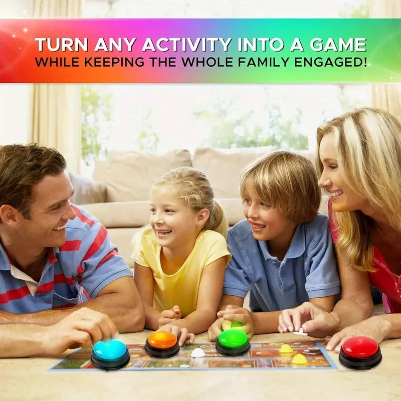 Answer Buzzers for Game Shows 4pcs Game Buzzers with Lights & Sounds Buzz Buttons for Kids - Perfect for Classroom Games 4