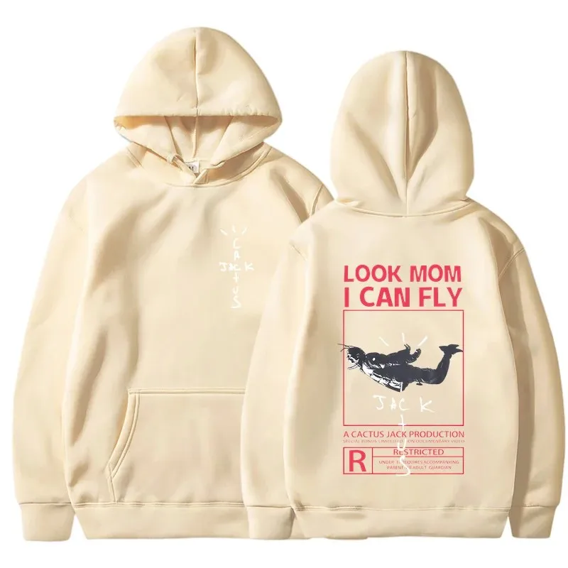 thumbnail image 1 of Sudadera con capucha estampada para hombre LOOK MOM I CAN FLY, ropa creativa con cuello redondo, sudadera de moda de gran tamaño, sudadera con capucha de cuello redondo para hombre, 1 of 5
