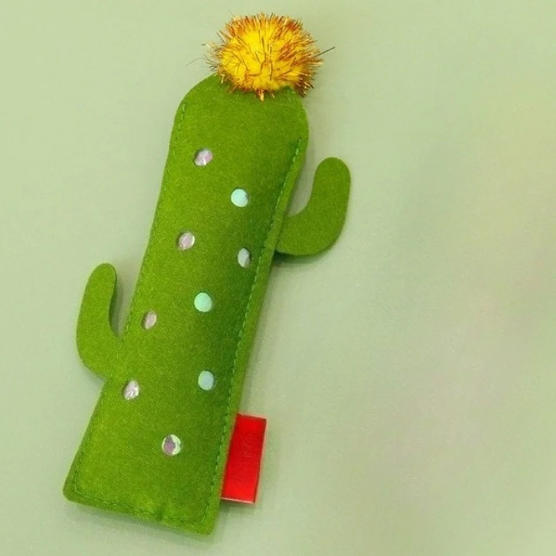 Cat Chewing Toy Felt Squeaky Feather Cat Toy Simulated Bamboo Cactus Kitten Interactive Toy Bite Resistant Cat Toy Supplies