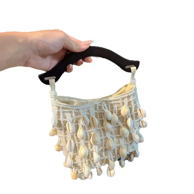 New Retro Beaded Bag Fashion Irregular Pearl Design Cloud shell bead Banquet Party Handbag High Quality Texture Women's Bag