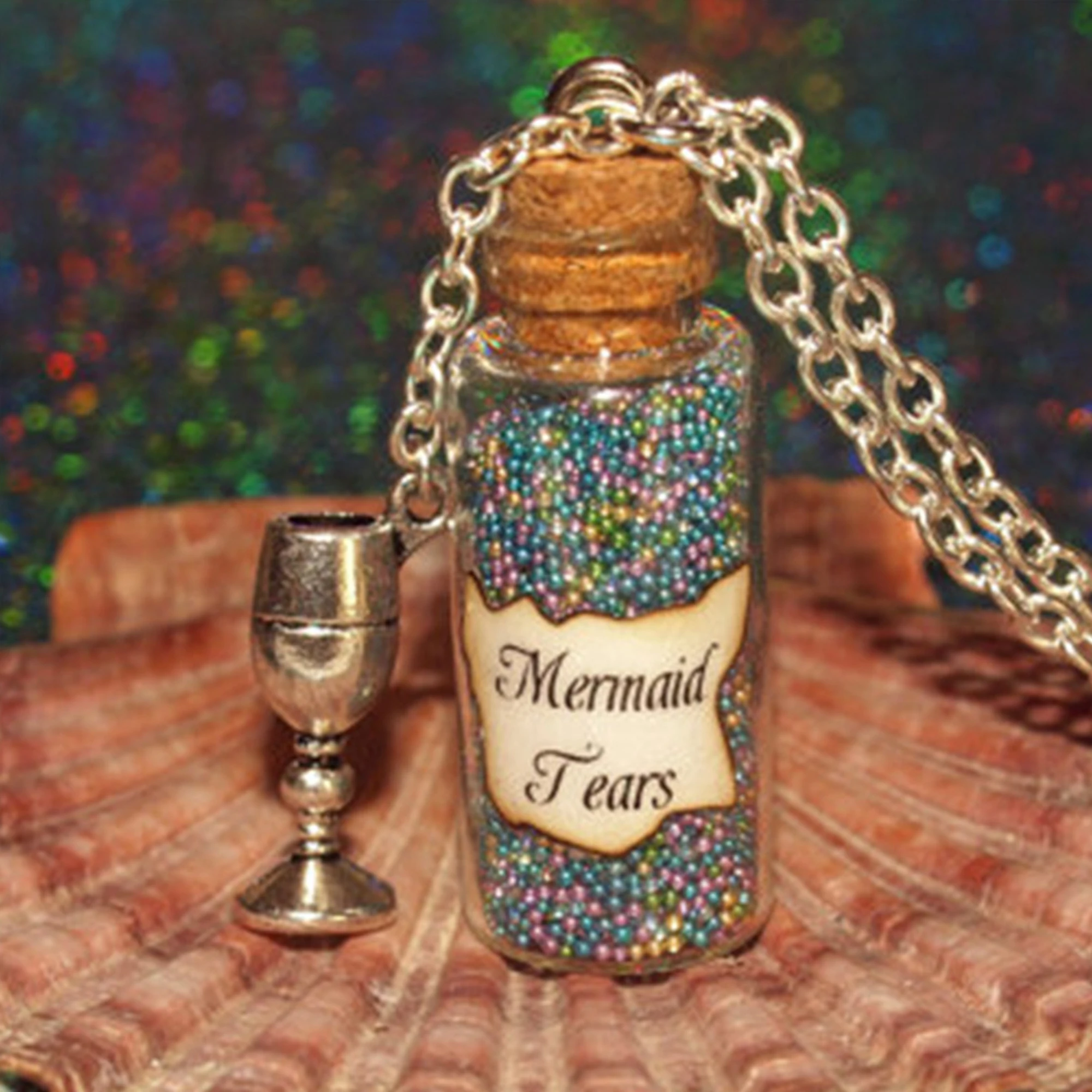 Mermaid Tears Magical Glass Bottle Necklace Chalice Charm Pirates