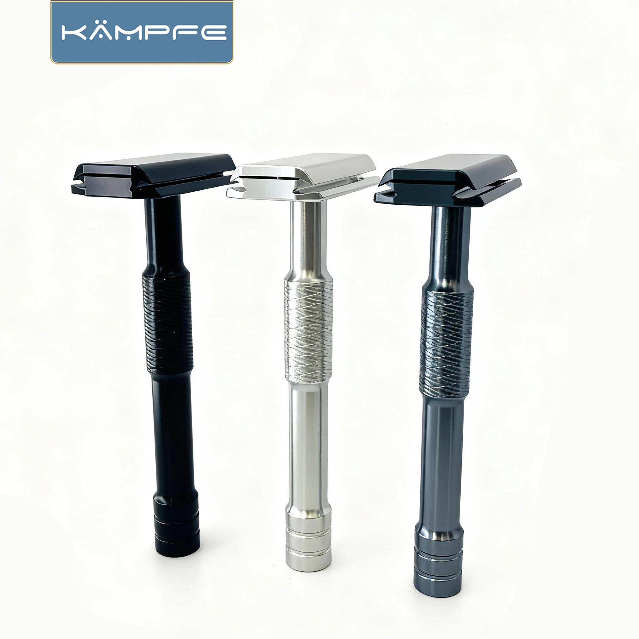Kampfe Men's Vintage Double-Edged Razor Non-Slip Aluminium Wet & Dry Grooming Shaver for Smooth Shave 5 spare razor blades