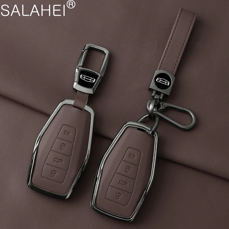 

Fashion Car Logo Key Cover Case for Geely Coolray X6 Geometry C Emgrand Global Kulrey Hawk GX7 Okavango Keychain Shell Accessory