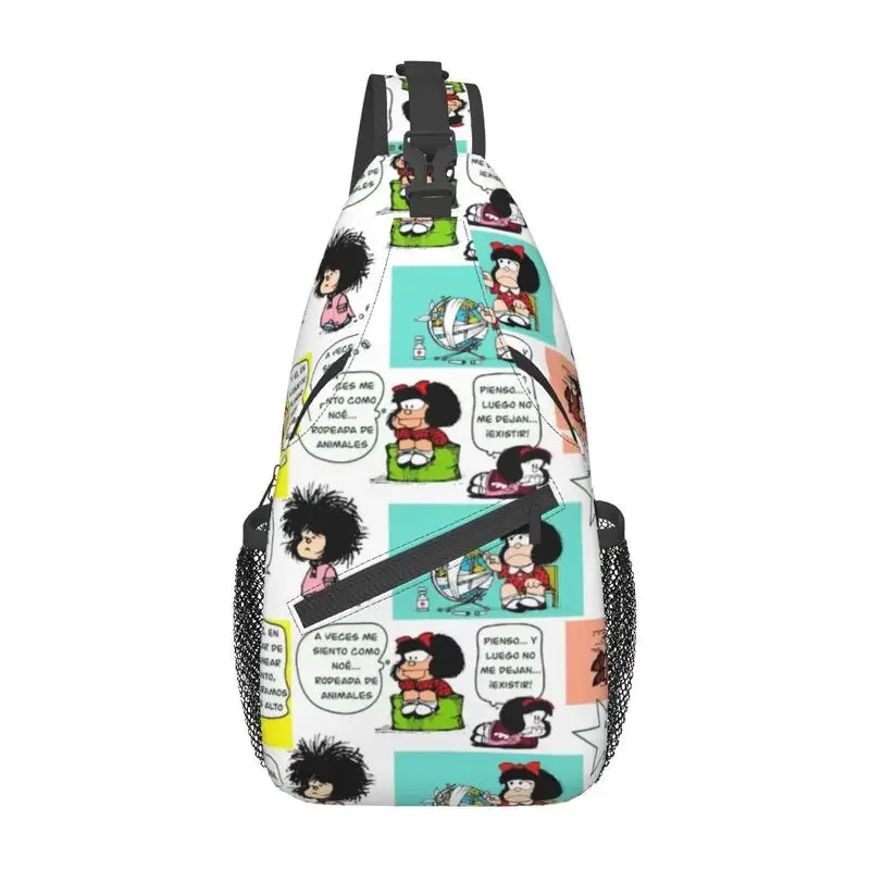 

Casual Manga Quino Mafalda Crossbody Sling Backpack Men Kawaii Cartoon Shoulder Chest Bag for Traveling