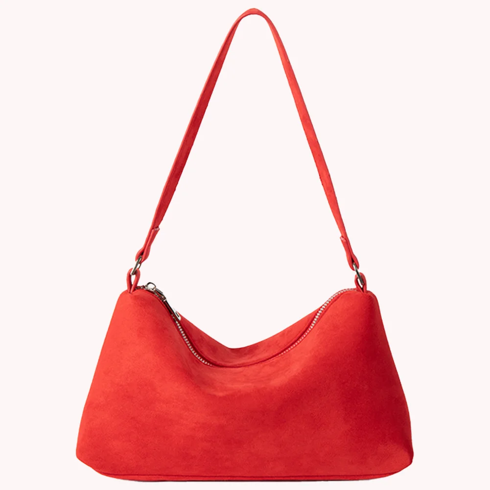 Women Faux Suede Shoulder Bag Fashion Underarm Bag Large Capacity Stylish Armpit Bag Small Tote Bag Outdoor Travel Bag