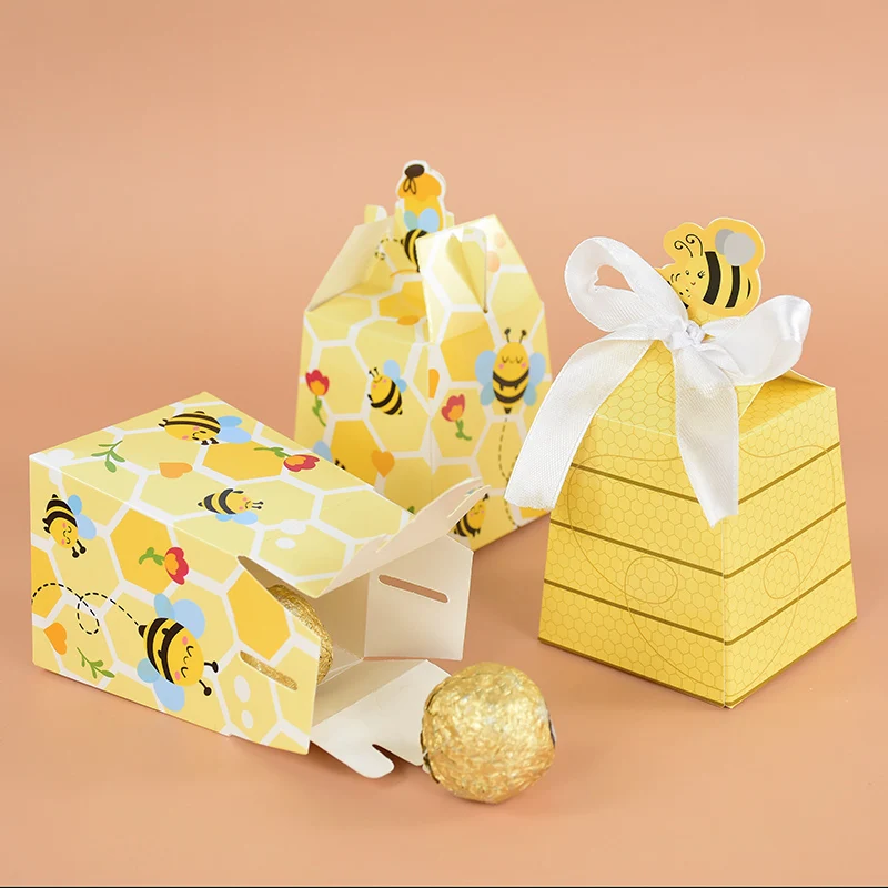20/10 stücke kleine Biene Süßigkeiten Geschenk box mit Band Kinder Jungen Mädchen Geburtstags feier liefert Baby party Dekoration Hochzeits geschenk Gefälligkeiten – Detail 6