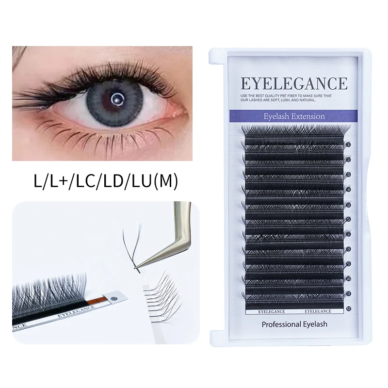 

EYELEGANCE L Ln Lc Ld M Curl YY Eyelash Extensions 0.07 Black Color Natural Soft YY Premade Fan Lashes Fake Eyelashes Makeup