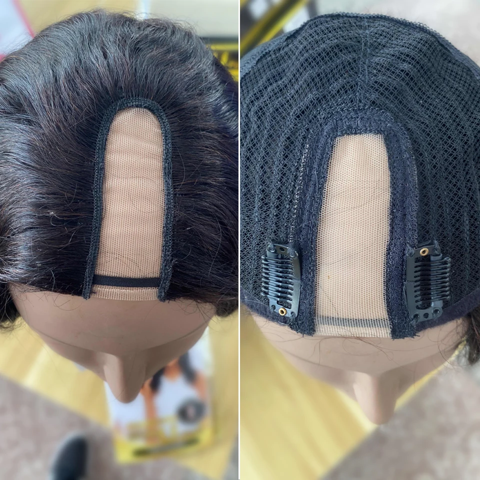 U Part Human Hair Wigs Curly Brazilian Hair Wigs Natural Black Deep Wave Glueless U Part Wigs Body Wave V Part Wigs - Image 6