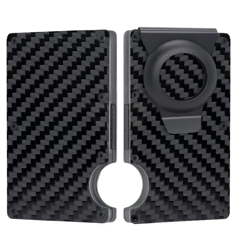 Men's Carbon Fiber Forged Minimalist Slim Business Wallet with Cash Strap