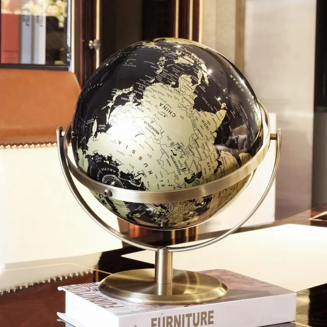 14/20/23cm Black Gold Rotating Globe british Home Office Decoration European Style Creative Handicraft Decoration Globe 2
