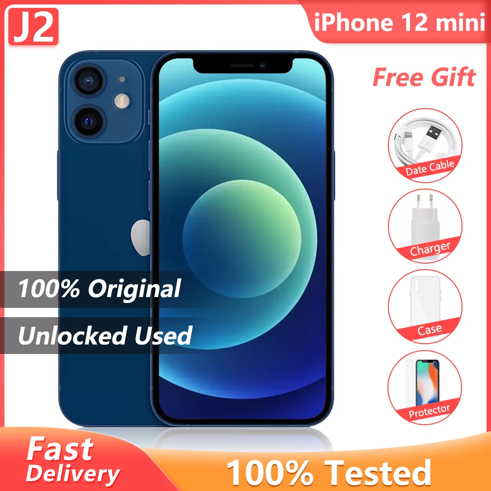 100 Original Apple Iphone 12 Mini 64gb/128gb/256gb Rom Unlocked Used Smartphone A14 Bionic 4g