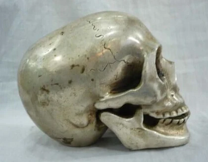 

Copper Brass CHINESE crafts Asian Wonderful Tibetan Silver Skull death's head netsuke sculpture