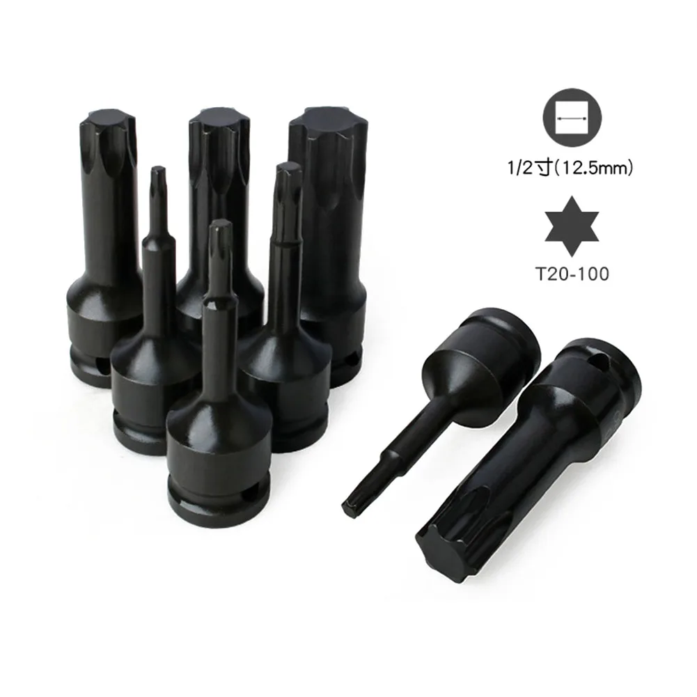 T20-T100 1/2 Inch Universal Impact Wrench Socket Adapter 78mm Torx Screwdriver Bit Impact Wrench Cordless Power Tool Accessories