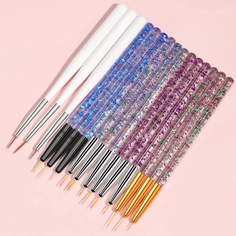 Nail Art Liner Brush Acrylic DIY French Stripe Thin Line Painting Drawing Flower Pen Gel UV Polish Manicure Tools 3Pcs