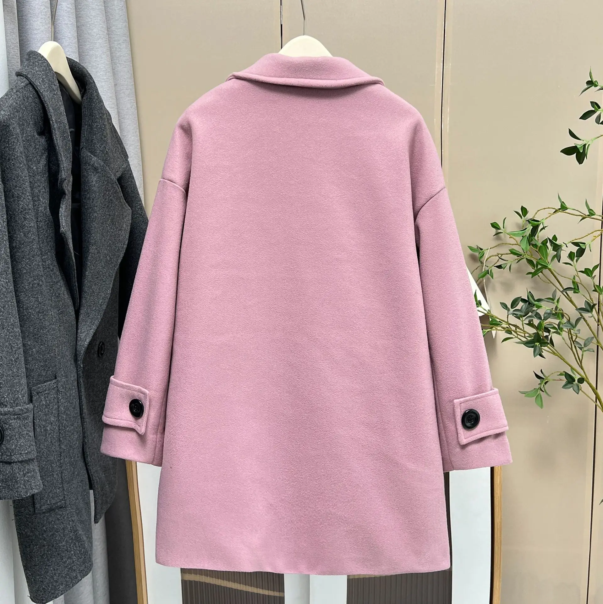 XXXXL Fashion Plus Size Women's Woolen Overcoat 2025 Winter New Style Elegant mid-length Tailored Collar Coat 1636