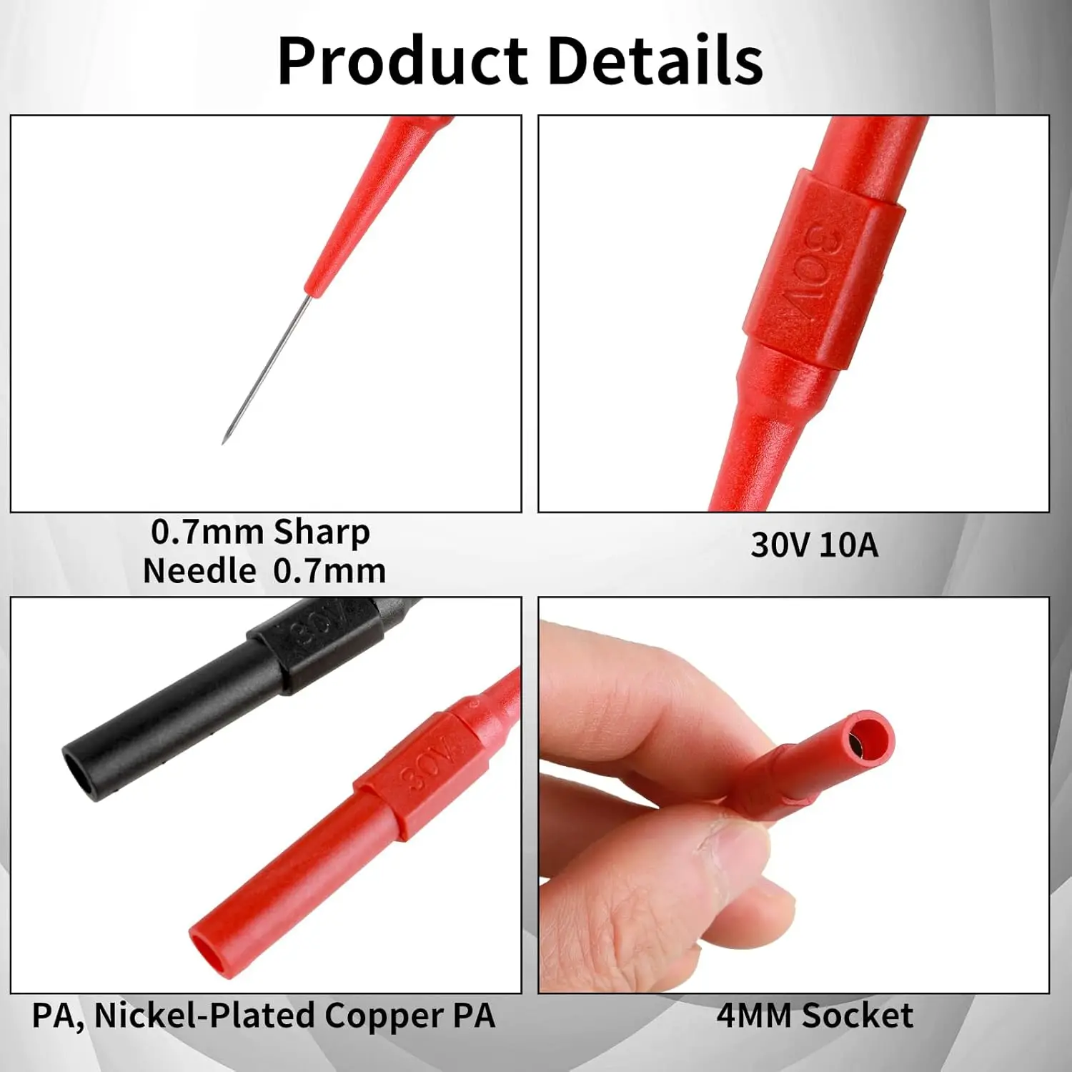 10 Pcs 0.7mm Test Probe Pins, Wire Piercing Probe Insulation Back Probes Non-Destructive Pin, Wire Piercing Probe Pin Multimeter