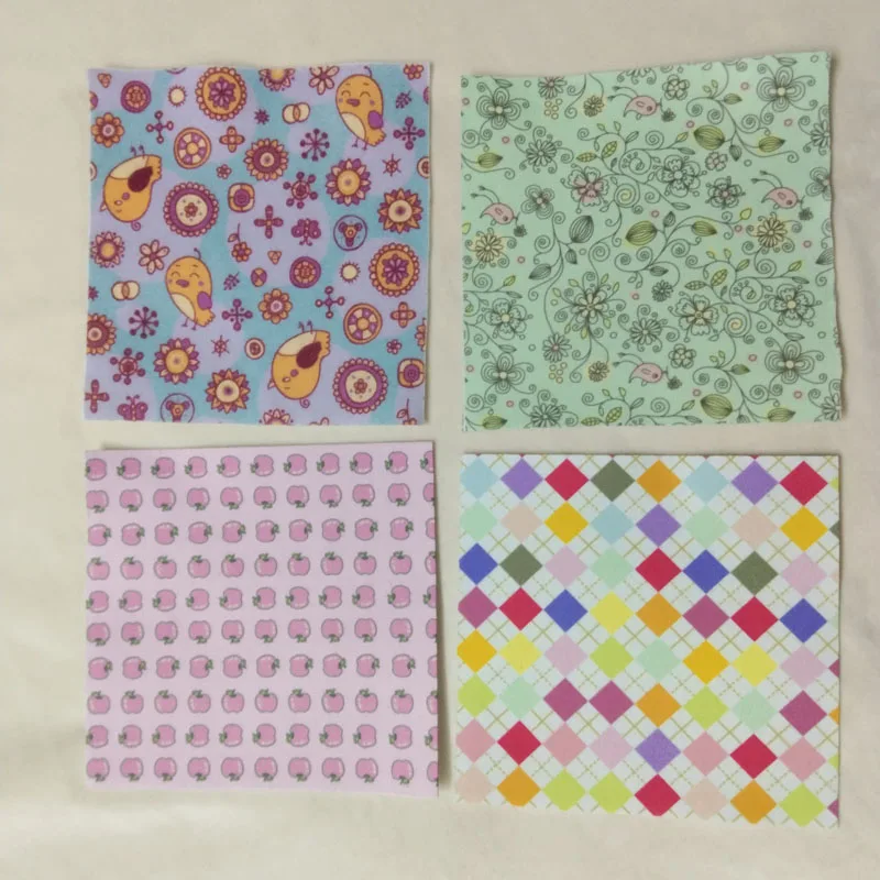 Pretty 9pcs Soft Digital Printing Flower Tree Nonwoven Felt Package 15x15cm Soft Felt For DIY Sewing Decoration