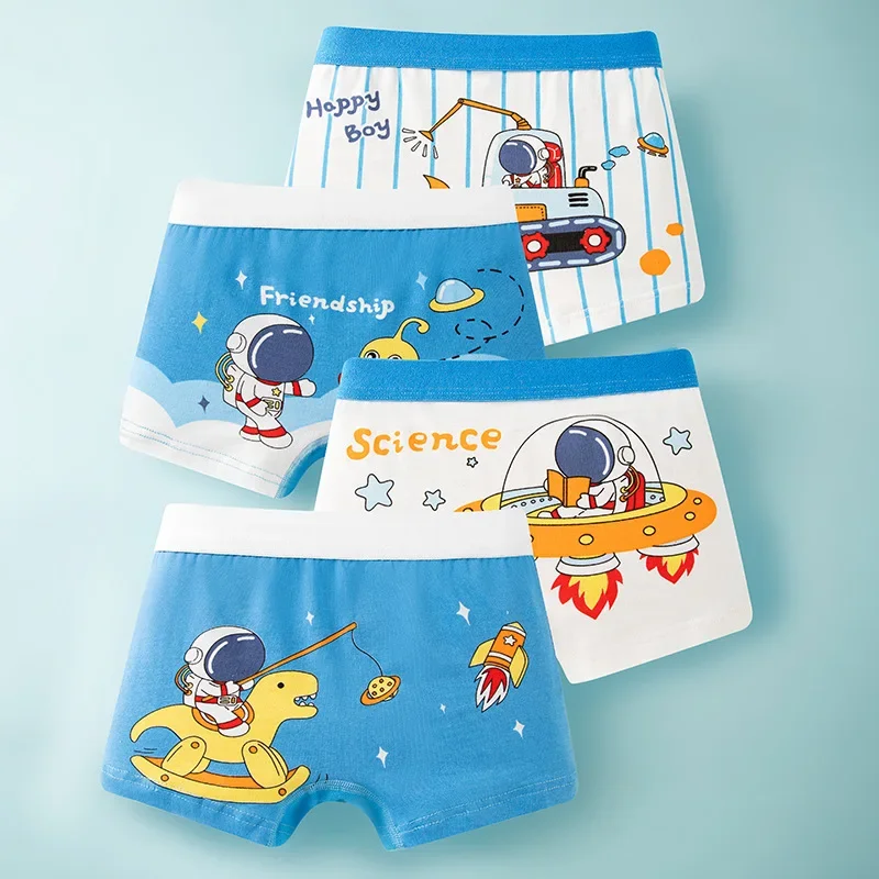 Boys Boxers 2pcs Hot Boxer Shorts Kids Class A Cotton Boxer Underpants Soft Skin-friendly Fabric Cute Cartoon Underwear for Boys