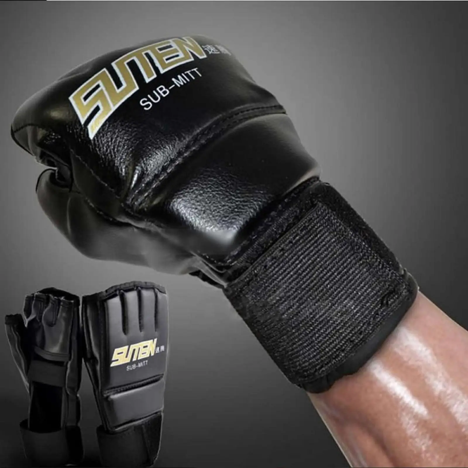 

Half Finger Boxing Gloves PU Leather MMA Fighting Kick Boxing Gloves Karate Muay Thai Training Workout Gloves Adults