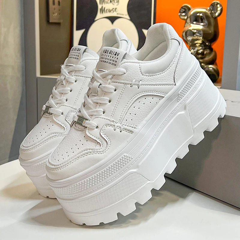 Women Sneakers 8 CM Platform Casual Outdoor Skateboard Lace Up Running Sports Shoes 39