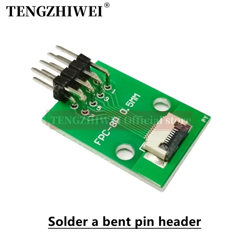 5PCS FFC/FPC adapter board 0.5MM-8P to 2.54MM welded 0.5MM-8P flip-top connector Welded straight and bent pin headers