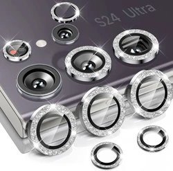 Diamond Glitter Lens Glass: HD Clear Camera Protector with Metal Ring Lens Film - Galaxy S22 Ultra (Silver)
