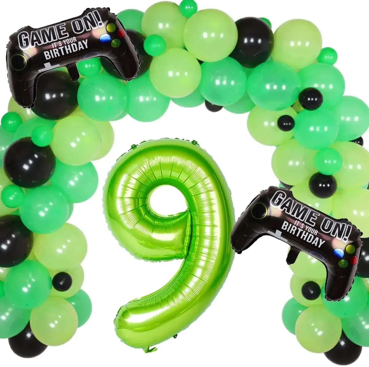 

FANGLELAND Video Game Themed Balloon Garland Kit Green Black Game Controller Balloons for Boys 9th Birthday Party Decoration
