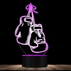 LED Night Light with 3D Boxing Glove Design - Color - Changing Optical Illusion Lamp (7 color no remote)