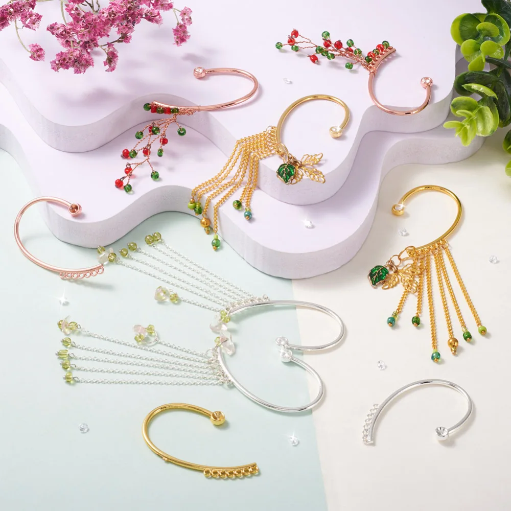 49pcs/Box Alloy Cuff Earring Accessories Findings Non Piercing Earring with 7 Loop for Creative DIY Earring jewelry making Decor