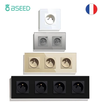 Bseed France Standard Socket 16A Electric Wall Socket Single Crystal Panel Electrical Outlet Plugs USB Typs-c Phone Charge