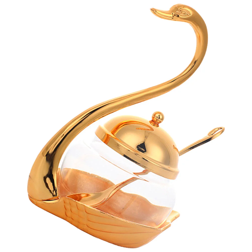 

Sugar Bowl Swan Container Canister Household Kitchen Supplies Condiment Jar Seasoning Glass Containers
