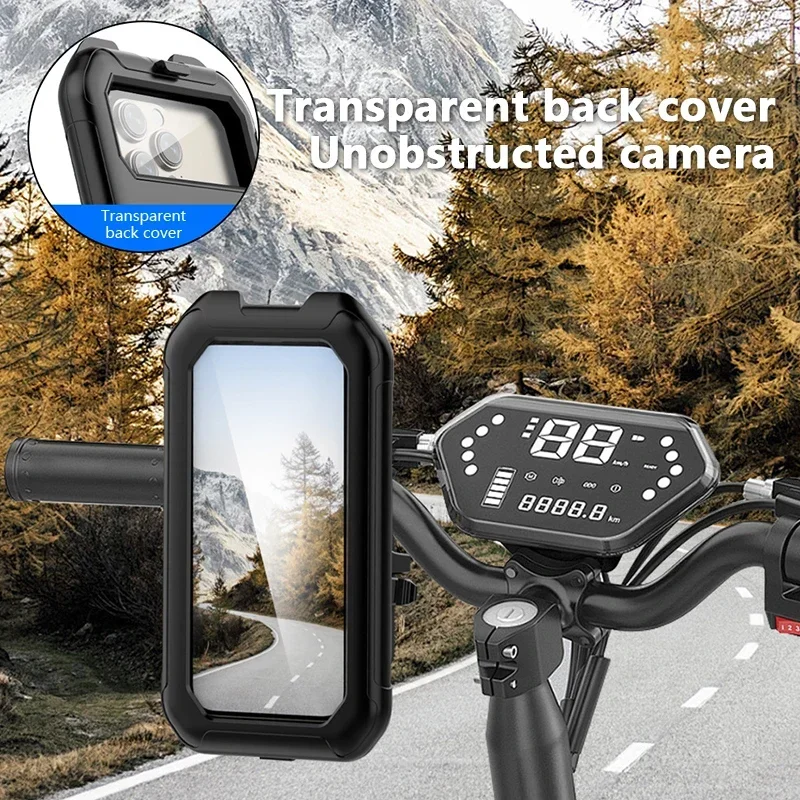 Waterproof Motorcycle Phone Holder 360° Rotation Bike Mount 5.5-6.9 Inch