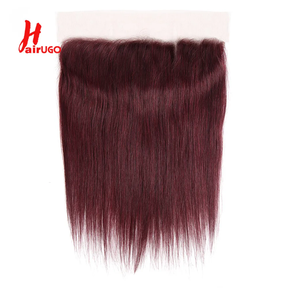 Фото HairUGo бразильские 99J волнистые 13x 4 кружевные передние 100% человеческие волосы 130% плотность Реми волосы бордовые кружевные передние с детскими волосами №4