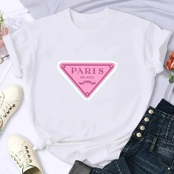 Luxury Brand Paris Women's Summer Printed Tshirt Casual Y2K Personality Sleeve Round Neck Women Clothing Vintage Clothes Graphic 1