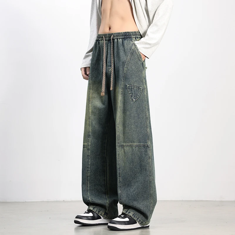 사계절 야외 사이클링 스포츠 트렌드 와이드 레그 청바지 패션 트렌드 다용도 플러스 사이즈 루즈 통기성 스트레이트 레그 팬츠