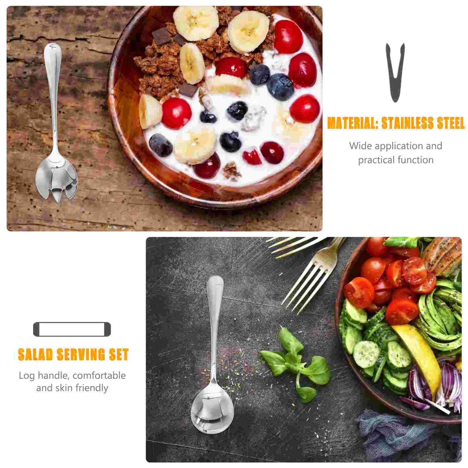 Stainless Steel Salad Fork and Spoon Serving Set for Party Home Restaurant