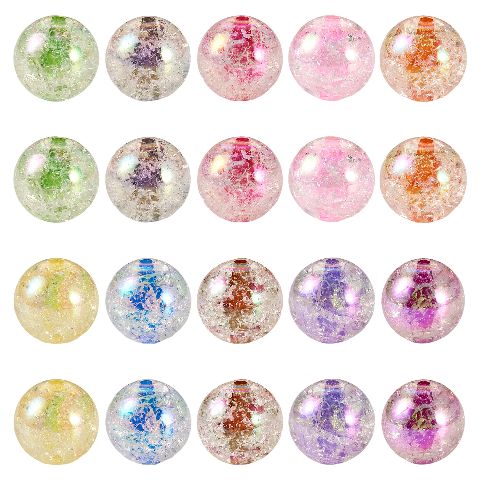 

30Pcs 20mm AB Color Transparent Crackle Acrylic Beads Round Loose Beads For DIY Jewelry Making Bracelet Accessories