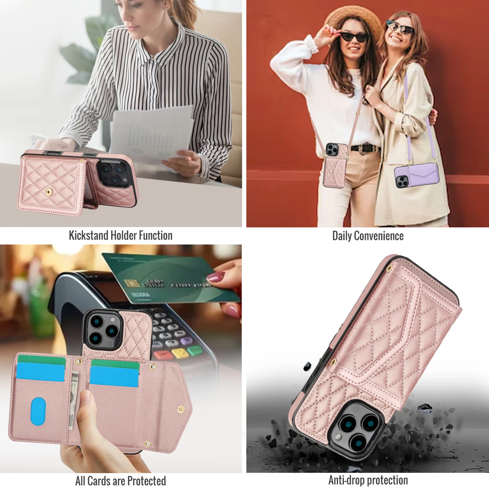 RFID Blocking PU Leather Crossbody Wallet Case and Card Holder