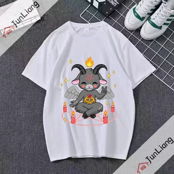 남녀공용 귀여운 사탄 악마 프린트 티셔츠, 재미있는 티그라니조, 바포멧, 무서운 악마