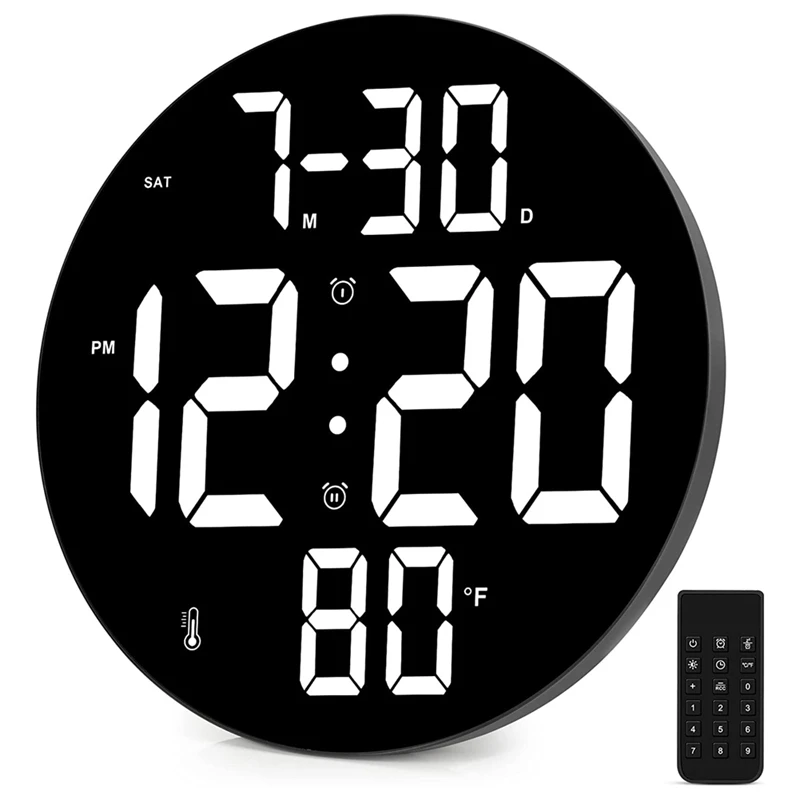 

Цифровые часы с экраном диагональю 9 дюймов, с дистанционным управлением, датой, температурой в помещении, 12/24 часа, для спальни, офиса