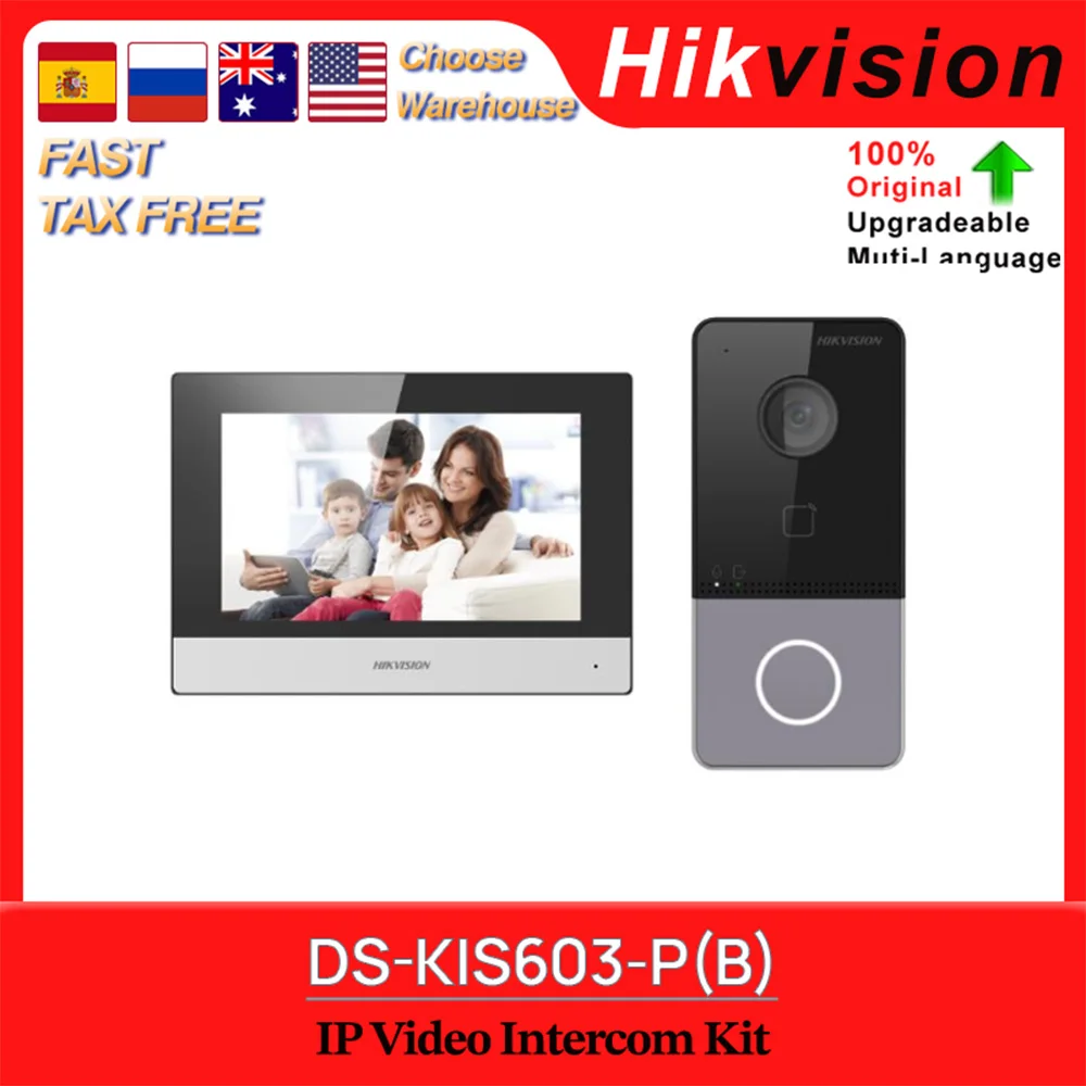 HIKVISION IP Video Intercom Kit DS-KIS603-P(B) For Villa/House Include DS-KV6113-WPE1*1&DS-KH6320-WTE1*1&PSU*2 Doorbell Monitor