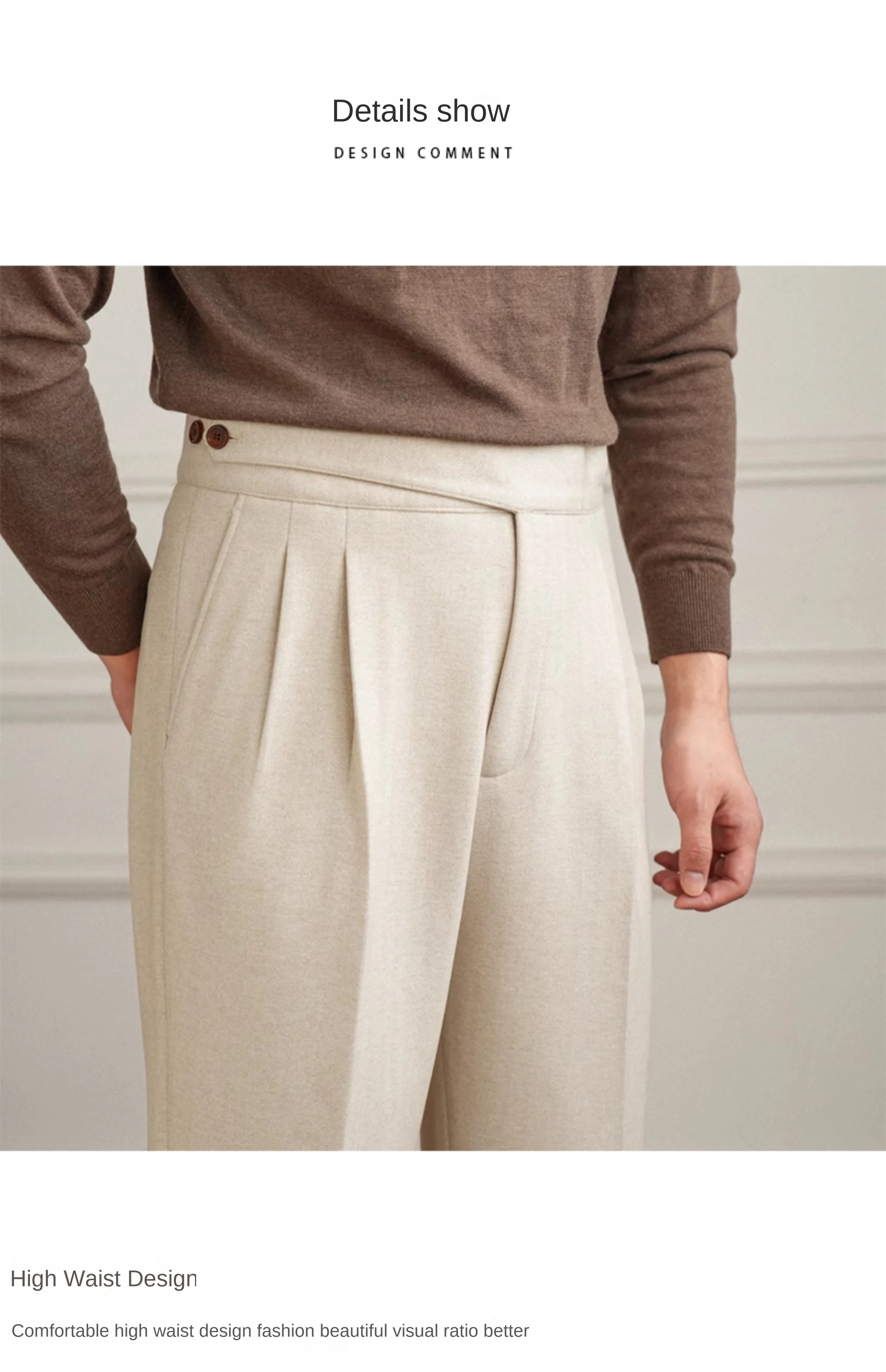Herbst und Winter Herren Casual Gurkha Dicke Gerade Hohe Taille Hosen Vintage Warme Allgleiches Trendy Western Hosen – Detail 14